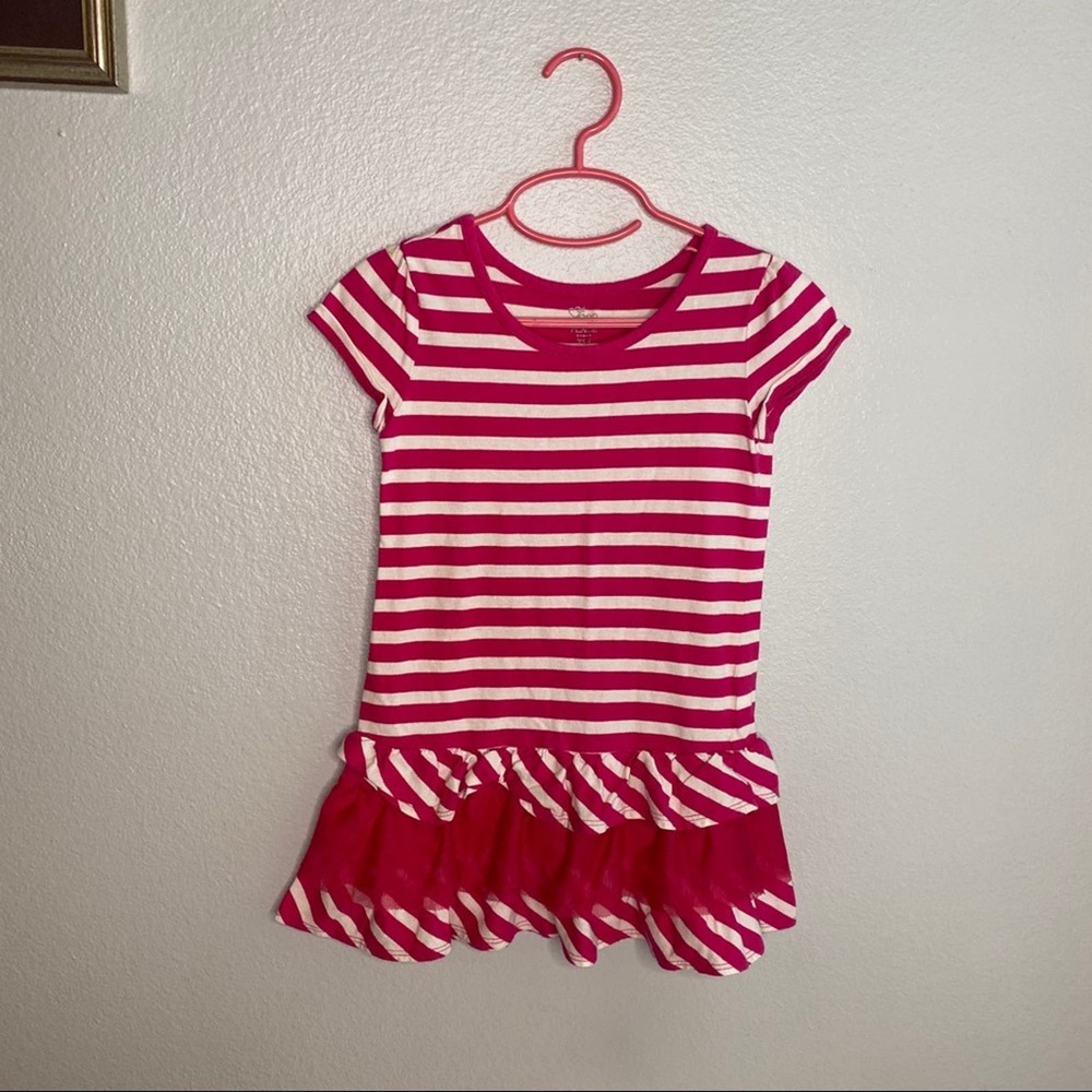 Children’s Place Pink and white Stripe Dress Sz 4